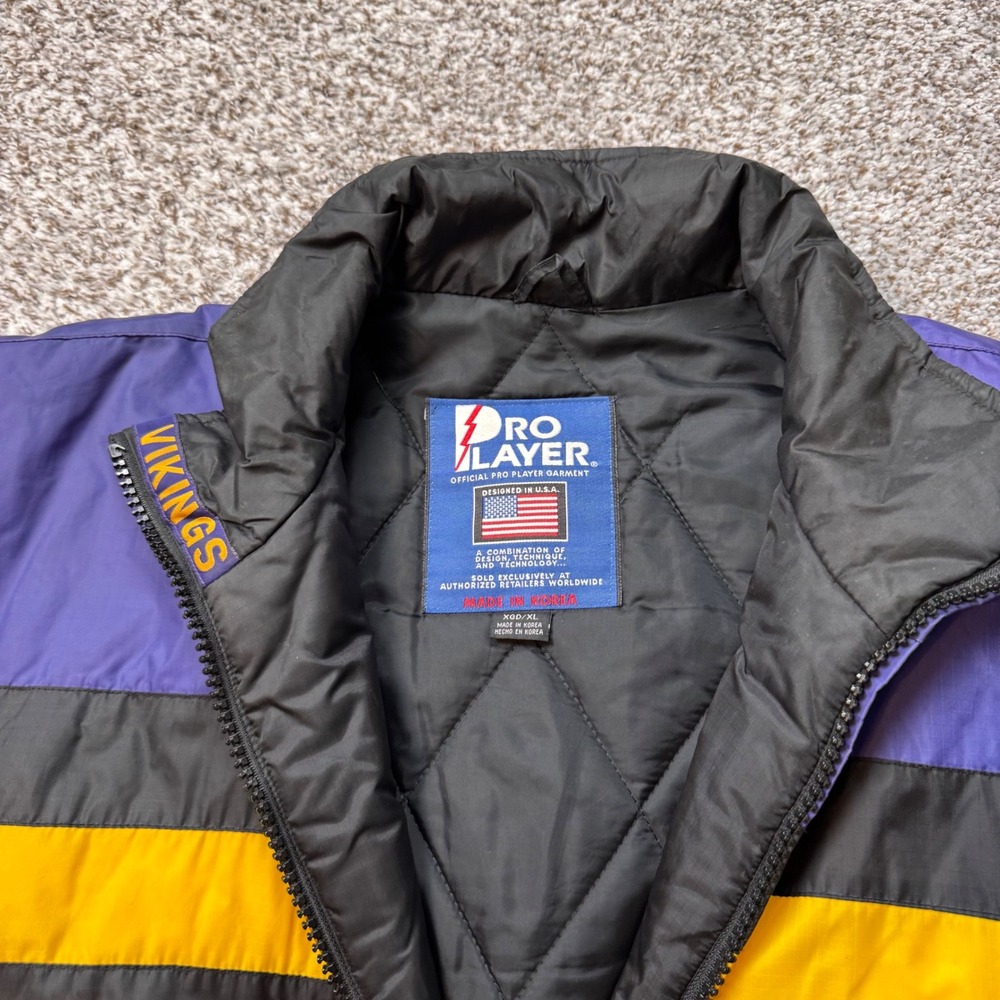 Vintage NFL Minnesota Vikings Purple Black Gold‎ Bomber Jacket Men's XL Made USA - Picture 8 of 10